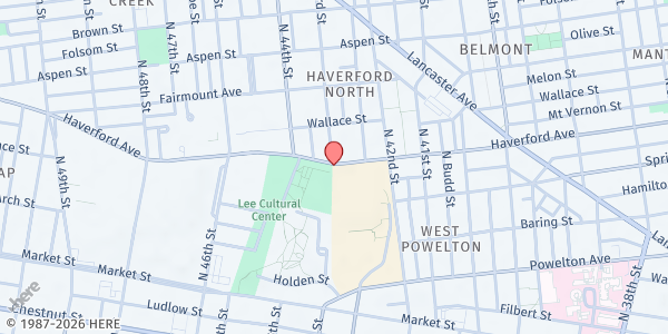 Map showing Lee Cultural Center at 4328 Haverford Ave, Philadelphia, PA