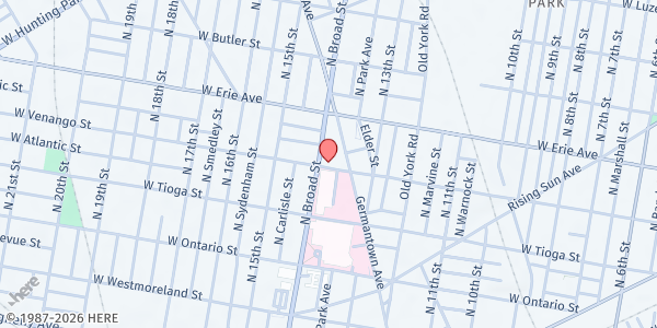 Map showing Leon H. Sullivan CDC, Inc. - Main Office at 3601 N. Broad Street, Philadelphia, PA