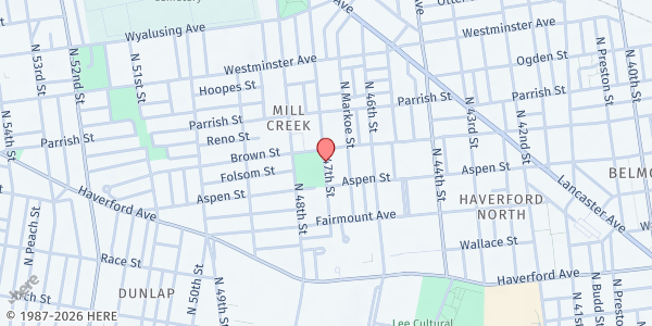 Map showing Lucien E. Blackwell Community Center at 761 N 47th St., Philadelphia, PA