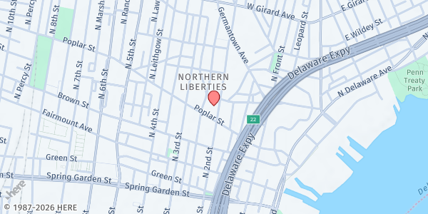 Map showing Maleek Jackson Fitness Boxing Gym at 926 N 2nd St, Philadelphia, PA