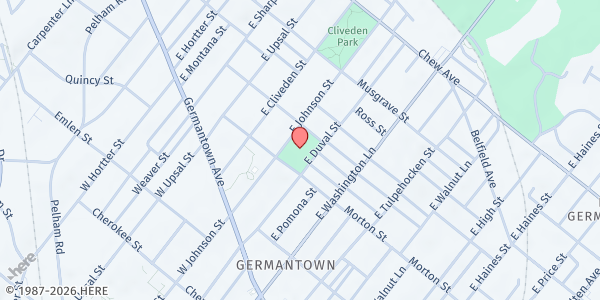 Map showing Mallery Recreation Center at 100 E. Johnson St., Philadelphia, PA