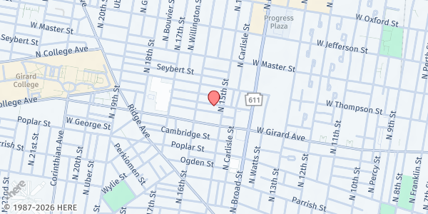 Map showing MAP Holistic CDC Main Location at 1510 W Stiles St, Philadelphia, PA
