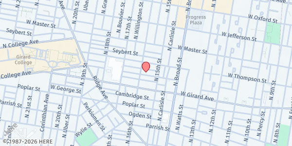 Map showing MAP Holistic CDC (Mankind Against Poverty) at 1510 W. Stiles St., Philadelphia, PA
