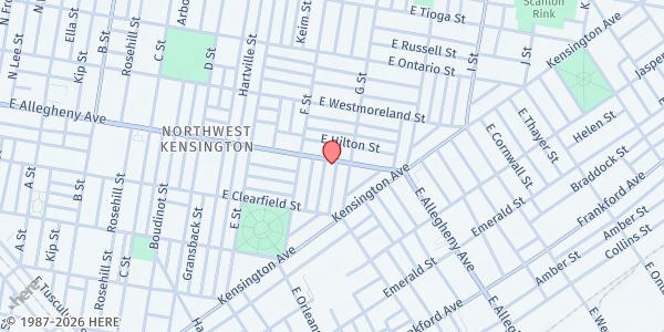 Map showing Mother of Mercy House at 720 E Allegheny Ave, Philadelphia, PA