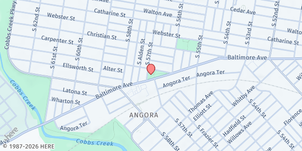 Map showing Motivated Community Resource Center - Cedar Ave Location at 5646 Cedar Ave, Philadelphia, PA