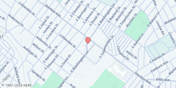 Map showing Ms Leslies Wiggles N Giggles at 1340 E Washington Lane, Philadelphia, PA