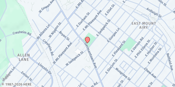 Map showing Mt. Airy Playground at 7001 Germantown Ave., Philadelphia, PA