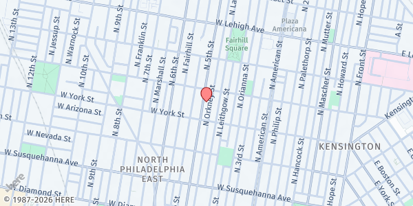 Map showing New Calvary Baptist Church at 2431 N 5th St, Philadelphia, PA