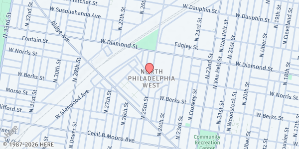 Map showing New Jerusalem Laura at 2500 W. Norris St., Philadelphia, PA