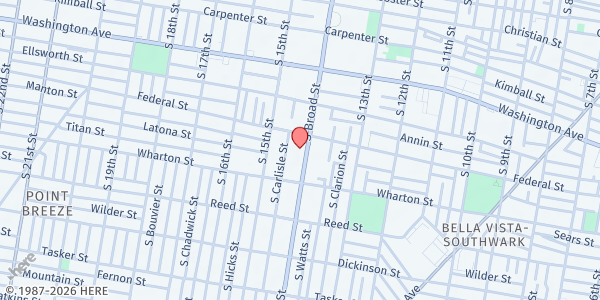 Map showing NOMO Foundation - South Philadelphia Center at 1212 S Broad Street, Philadelphia, PA