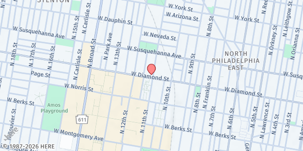Map showing Norris Apartments at 2100 N 11th St., Philadelphia, PA