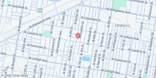 Map showing North Providence Baptist Church at 2909 North 8th Street, Philadelphia, PA
