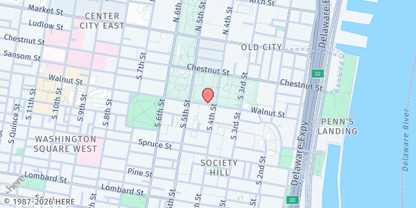 Map showing Old St. Joseph's Faith, Food and Friends at Walnut Street, Philadelphia, PA