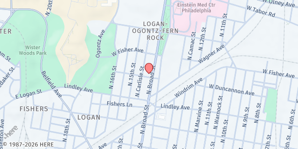 Map showing Our Lady of Hope at 5200 N. Broad St, Philadelphia, PA