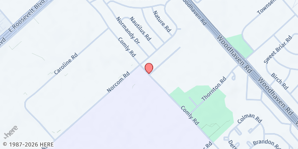 Map showing Palmer Playground at 2951 Comly Road, Philadelphia, PA