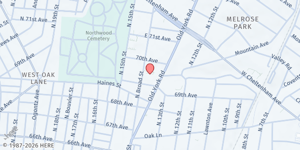 Map showing Penn Asian Evergreen Community Center at 6926 Old York Road, Philadelphia, PA