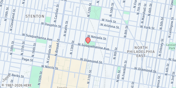 Map showing Penrose Playground at 1101 W. Susquehanna Ave., Philadelphia, PA