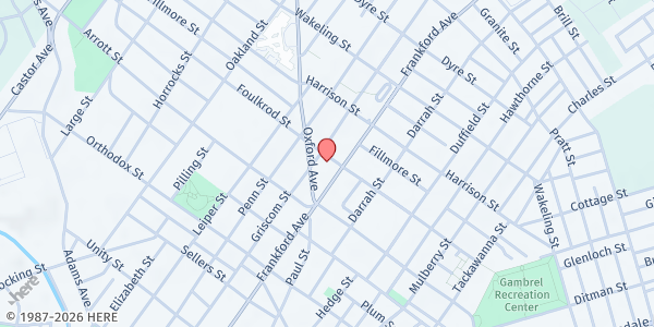 Map showing Peter Brassi NE Senior Center at 4744-46 Frankford Ave., Philadelphia, PA