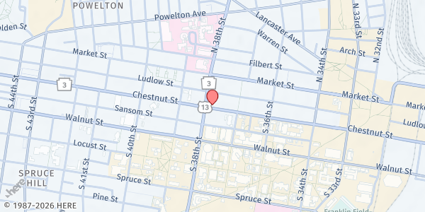 Map showing Philadelphia Episcopal Cathedral at 19 S. 38th St., Philadelphia, PA