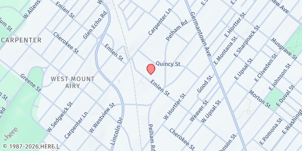 Map showing Philadelphia Housing Authority Emlen Arms at 6733 Emlen St., Philadelphia, PA