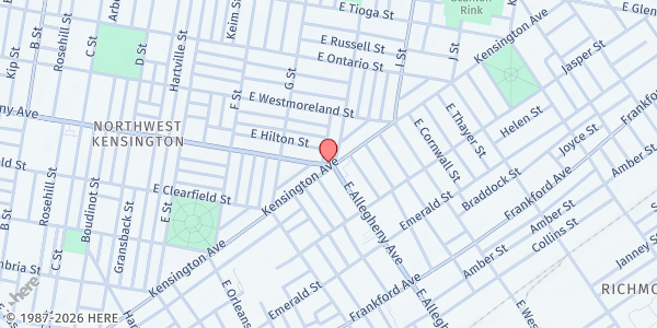 Map showing Philly Dream Center - Kensington Ave. and E. Allegheny Ave. at Kensington Ave. and E. Allegheny Ave., Philadelphia, PA
