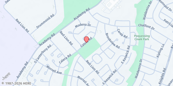 Map showing Picariello Playground at 10801 Calera Rd., Philadelphia, PA