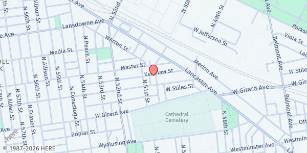 Map showing Play Lot 1300 N. 50th St (Summer Meal Site) at 1322 N. 50th St, Philadelphia, PA