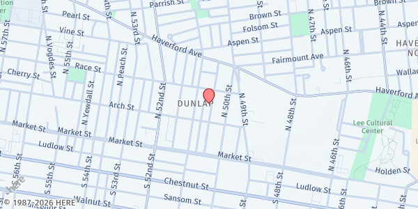 Map showing Playstreet 100 N. Farson St at 136 N. Farson St, Philadelphia, PA