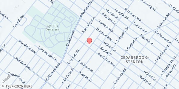 Map showing Playstreet 1200 E. Durham St. (Summer Meal Site) at 1207 E. Durham St., Philadelphia, PA