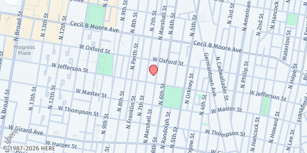 Map showing Playstreet 1500 Marshall Street (Summer Meal Site) at 1508 N. Marshall St., Philadelphia, PA
