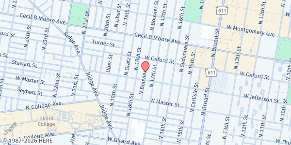 Map showing Playstreet 1500 N. Bouvier St. at 1506 N. Bouvier Street, Philadelphia, PA