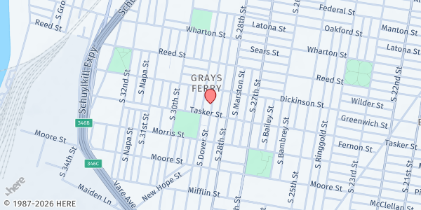 Map showing Playstreet 1500 S. Dover St. at 1536 S. Dover St., Philadelphia, PA