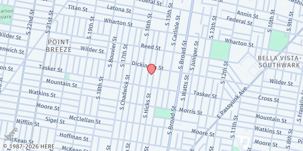 Map showing Playstreet 1500 S. Hicks St at 1520 S. Hicks St, Philadelphia, PA