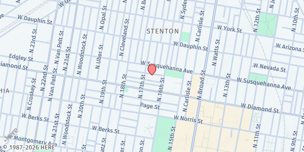 Map showing Playstreet 1600 French St. at 1636 French St., Philadelphia, PA