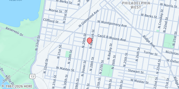 Map showing Playstreet 1600 N Dover St. at 1613 N Dover St., Philadelphia, PA
