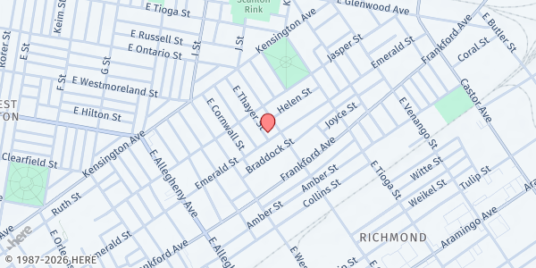 Map showing Playstreet 1900 E Thayer St at 1943 E. Thayer St., Philadelphia, PA