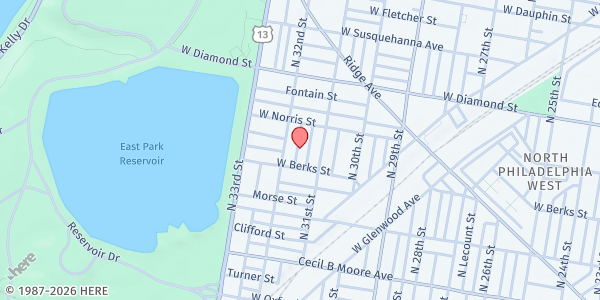 Map showing Playstreet 1900 N. Patton St at 1929 N. Patton St., Philadelphia, PA