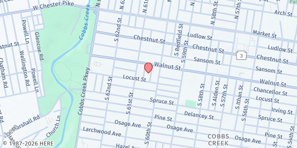 Map showing Playstreet 200 S Edgewood St at 224 S. Edgewood St., Philadelphia, PA