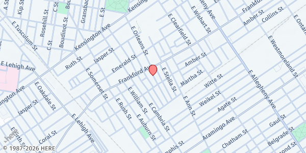 Map showing Playstreet 2000 E Orleans St. at 2054 E Orleans St., Philadelphia, PA