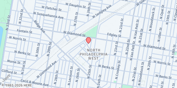 Map showing Playstreet 2000 N. Bambrey St. at 2023 N. Bambrey St., Philadelphia, PA