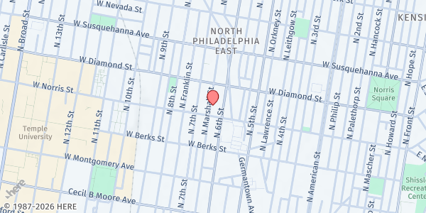 Map showing Playstreet 2000 N. Marshall St. at 2017 N. Marshall St., Philadelphia, PA
