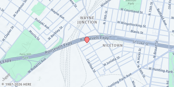 Map showing Playstreet 2000 Newcomb St. at 2005 Newcomb St., Philadelphia, PA