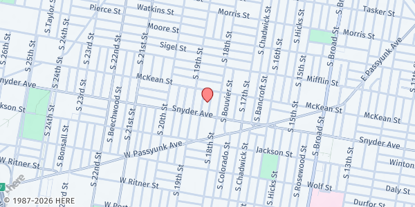 Map showing Playstreet 2000 S. Cleveland St. at 2028 S. Cleveland St., Philadelphia, PA