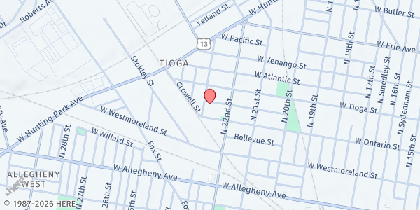 Map showing Playstreet 2200 Estaugh St. at 2236 Estaugh St., Philadelphia, PA