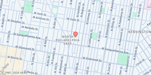 Map showing Playstreet 2200 N. Fairhill St. at 2239 N. Fairhill St., Philadelphia, PA