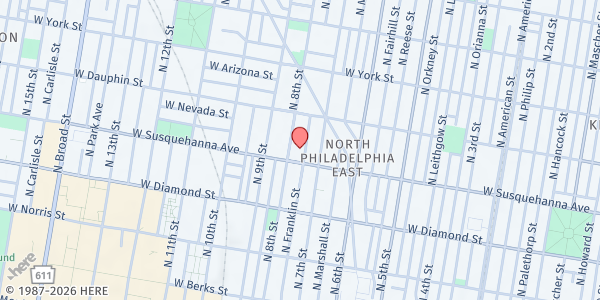 Map showing Playstreet 2200 N. Franklin St. at 2214 N. Franklin St., Philadelphia, PA