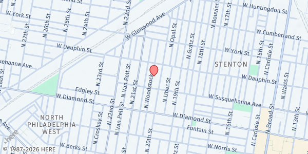 Map showing Playstreet 2200 N Woodstock St. at 2227 N Woodstock St., Philadelphia, PA
