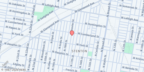 Map showing Playstreet 2400 N Bouvier St at 2453 N. Bouvier Street, Philadelphia, PA