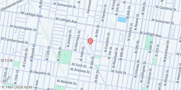 Map showing Playstreet 2500 N. Hutchinson St. at 2548 N. Hutchinson St., Philadelphia, PA