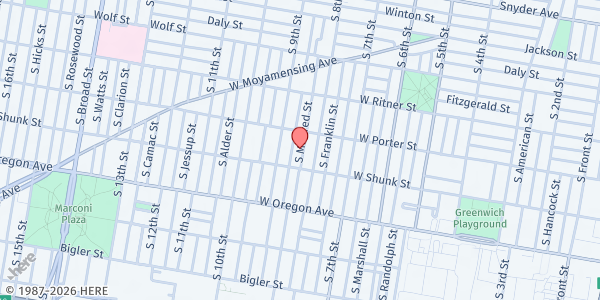 Map showing Playstreet 2500 S. Mildred St. at 2528 S. Mildred St., Philadelphia, PA